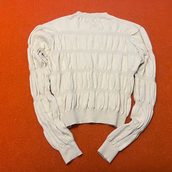 Cream ecru ruched knit long sleeve sweater made in Italy NWT - Picture 8 of 8